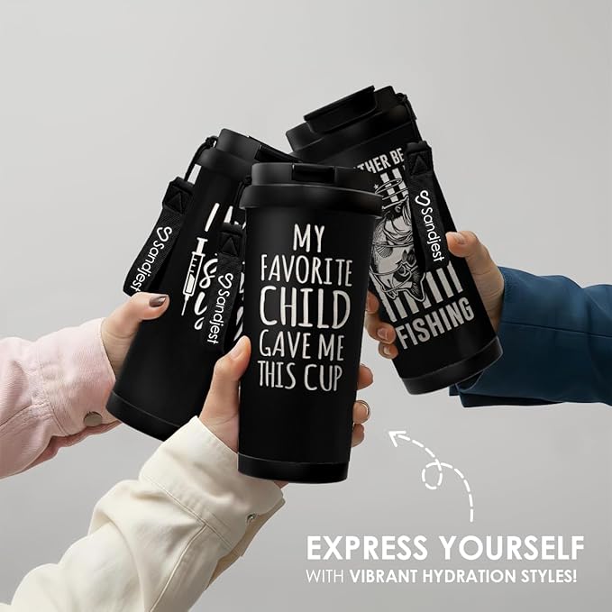 Gifts from Daughter Son - Stainless Steel 2-in-1 Lid Coffee Tumbler 18 oz, My Favorite Child Gave Me This Cup Insulated Travel Mug Gift for Dad Mom, Birthday, Christmas, Father's Day, Mother's Day - Bloomnest