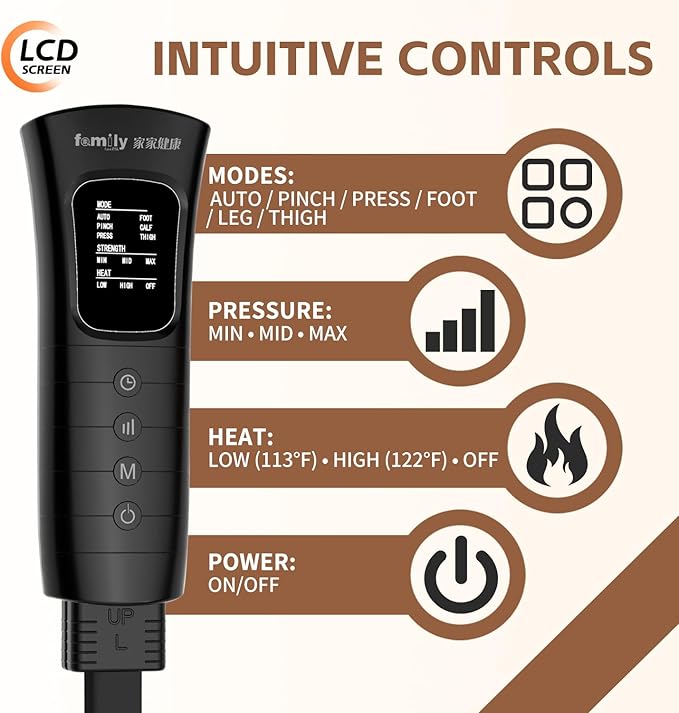 Leg Massager with Heat and Compression‎, Leg Compression Machine & Compression Boots for Circulation – 6 Modes & 3 Intensity Levels for Pain Relief, Gifts for Women, Men & Seniors - Bloomnest
