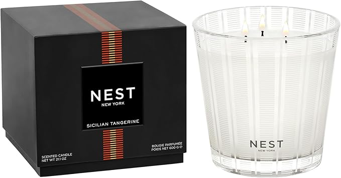 NEST New York Scented 3-Wick Candle, Sicilian Tangerine - 21.2 oz - Up to 100-Hour Burn Time - Reusable Glass Vessel - Bloomnest