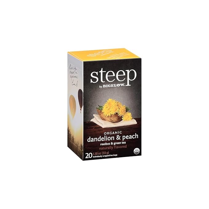 Bigelow 17715 Steep Tea, Dandelion & Peach, 1.18 Oz Tea Bag, 20/box - Bloomnest
