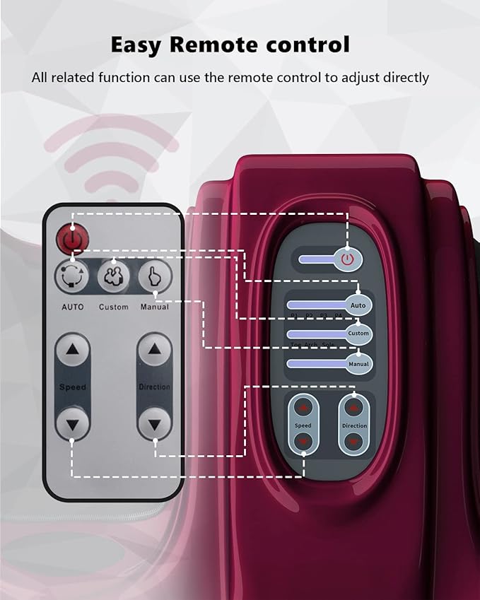 ARLIME Foot Massager Machine with Remote Shiatsu Massager for Pain Relief, Plantar Fasciitis, Blood Circulation, Calf and Foot Massage Deep Kneading for Calf Leg Ankle, 4 Massage Modes, Burgundy - Bloomnest