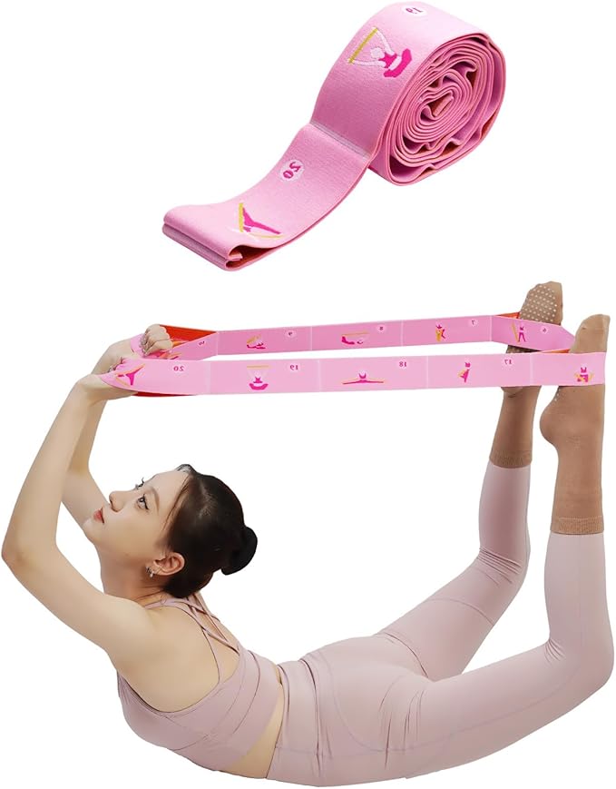 Resistance Bands 11 Loops with Guide Stretch Straps - Exercise Bands for Stretching, Yoga, Pilates & Physical Therapy - Elastic Fabric Workout Bands for Home Gym, Dance, Flexibility Training & Ballet Stretching Equipment - Bloomnest