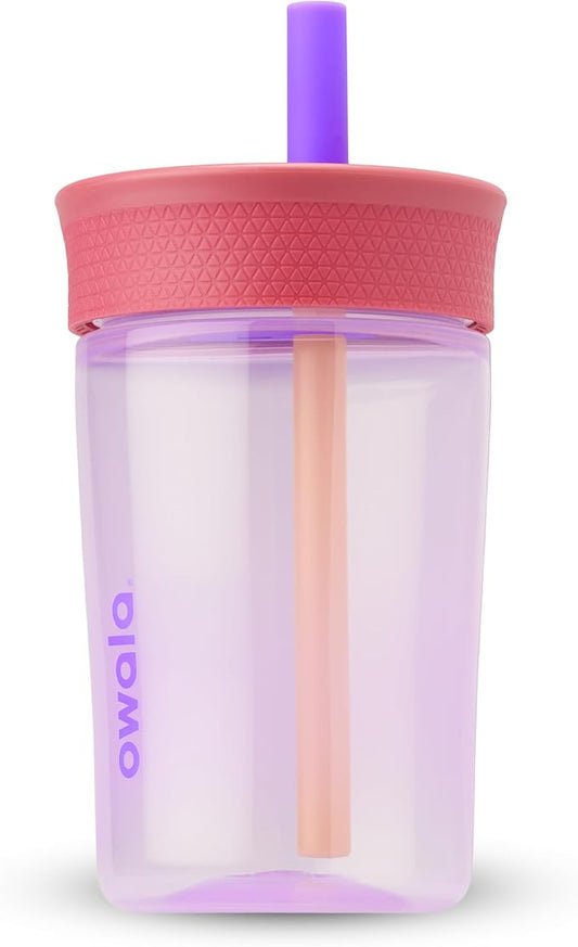 Owala Kids Insulation BPA-Free Plastic Tumbler with Spill Resistant Flexible Straw, Easy to Clean, Kids Water Bottle, Great for Travel, Dishwasher Safe, 15 Oz, Pink and Purple (Lilac Rocket) - Bloomnest