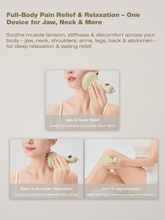 Jaw & Neck Massager for Pain Relief Deep Tissue, Best TMJ Relief Products Jaw, Heated SoothingPulse Massager with Light & Vibration for Jaw, Neck, Shoulder & Full Body Muscle Tension Bloomnest