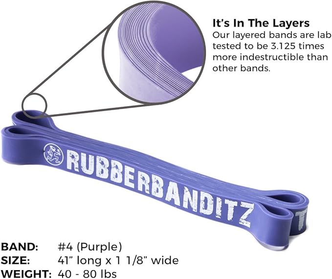 Rubberbanditz Pull Up Assist Resistance Bands Heavy Duty Loop Exercise Workout Bands for Powerlifting, Mobility, and Stretching - Bloomnest