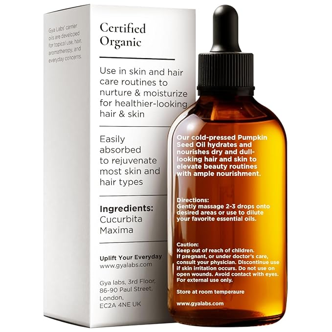Gya Labs Pumpkin Seed Carrier Oil - 3.4 Fl Oz - for Hair, Skin, Face, Scalp & Body Massage - Bloomnest