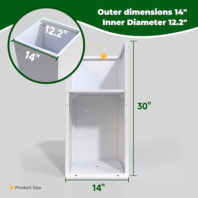 White Steel Metallic Heavy Planter for Outdoor Plants Box 14"x14"x30" Metal Planter Spliced Flower Pots with Partitions for Outside,Indoor,Garden (White, 14 * 14 * 30) - Bloomnest