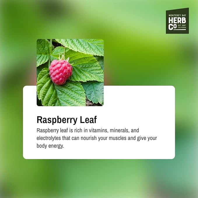 Monterey Bay Herb Co. Certified Organic Raspberry Leaf Cut & Sifted – 1/4 LB Bag | 100% Natural, Kosher Berries (Rubus idaeus) | Perfect for Organic Raspberry Leaf Tea & Herbal Remedies - Bloomnest