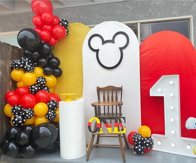 166Pcs Red Yellow Black Balloon Garland Arch Kit - Mouse Party Decorations with 18 12 10 5 Different Sizes Latex Party Balloons for Birthday Baby Shower Cartoon Game Theme Backdrop Decorations - Bloomnest
