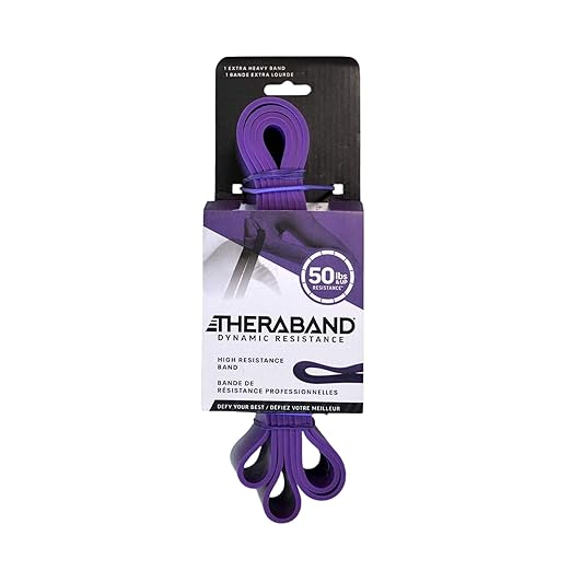 THERABAND High Resistance Band, Elastic Super Bands for Improving Flexibility, Injury Rehab, & Full Body Workouts, Heavy Duty Stretch Bands for Powerlifting, X-Heavy, Purple, 50 lbs. Resistance - Bloomnest
