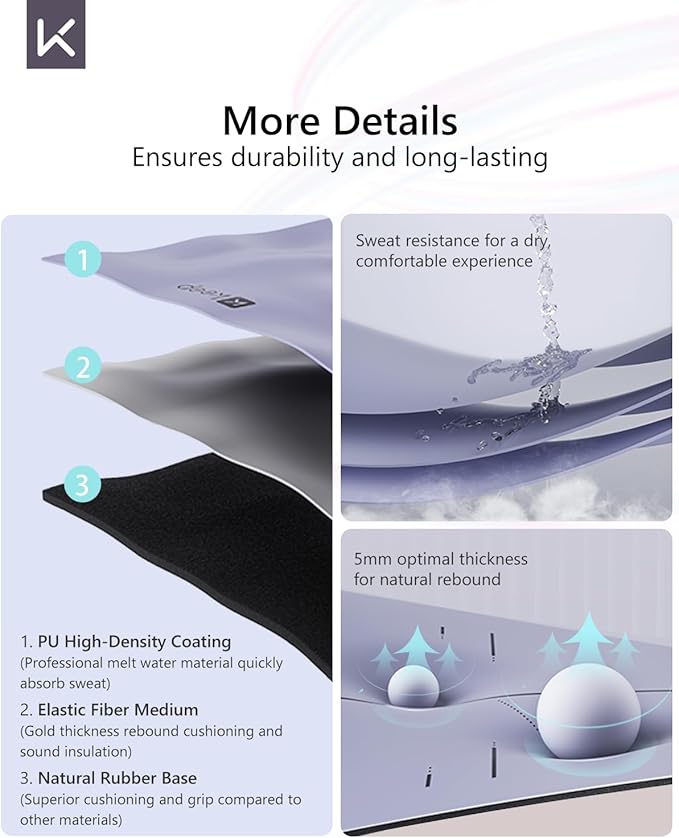 KEEP Professional Yoga Mat with Strap for Men and Women, 5mm Heavy High-Density Natural Rubber Mat for Premium Material Superior Grip, Non-Slip, Eco-Friendly 72"x26" Exercise Mat