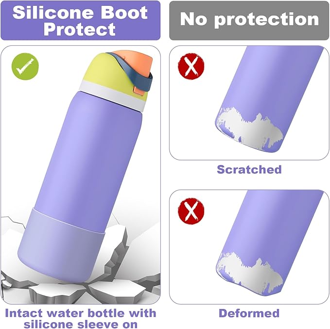 2PCS Silicone Water Bottle Boot for Owala 24oz 32oz 40oz, Anti-Slip Protective Sleeve Bottom Bumper Protector for FreeSip, Twist, and Flip Stainless Steel Water Bottles Alwenid