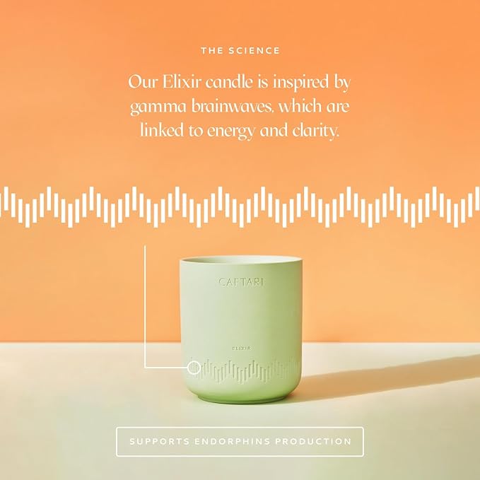 CAFTARI Luxury Aromatherapy Candle | Bergamot, Mandarin & Tea Accord Scented | 60 Hour Burn | Clean Coconut Soy Wax | Vegan, Gift-Ready Candle for Uplifted Mood, Energy & Home Spa Feel | Elixir - Bloomnest