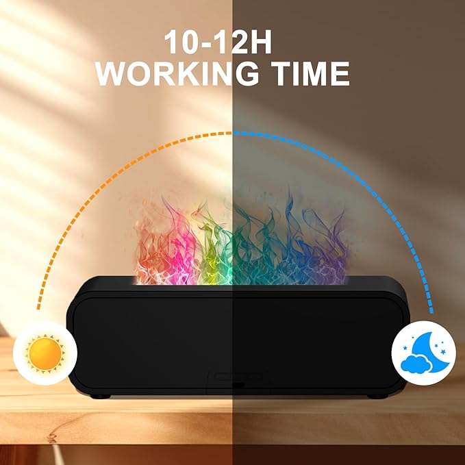 Colorful Flame Air Aroma Diffuser Humidifier, Dynamic Fire Flame Sound Pickup Aromatherapy Diffuser for Home Office Room(Remote, Timer & Auto-Off, 150ml) - Bloomnest