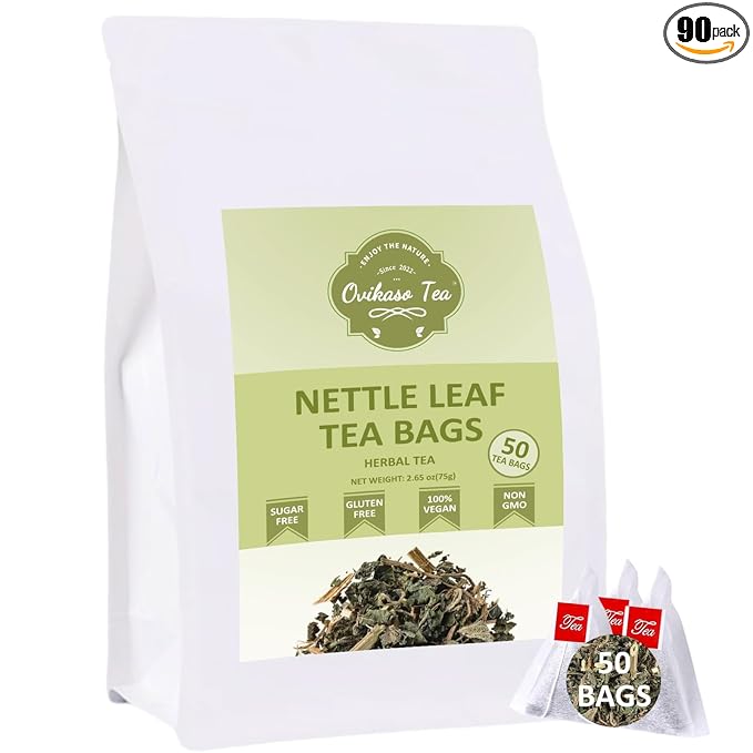 Ovikaso Tea, Nettle Leaf Tea Bags, 50 Pyramid Tea Bags, 1.5g/bag, Natural Stinging Nettle Tea, Direct from Source, Rich in Antioxidants & Support Bone Health, Herbal Tea - Bloomnest