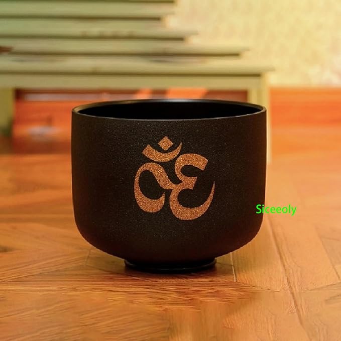 7-12 inch 432HZ Black Gold Chakra Crystal Singing Bowls Set of 7 Meditation Bowl Frosted Healing Quartz Sound Singing Bowls with 2 Travel Carry Case Bag 2 Mallet Suede 2 Strikers 7 O-rings - Bloomnest