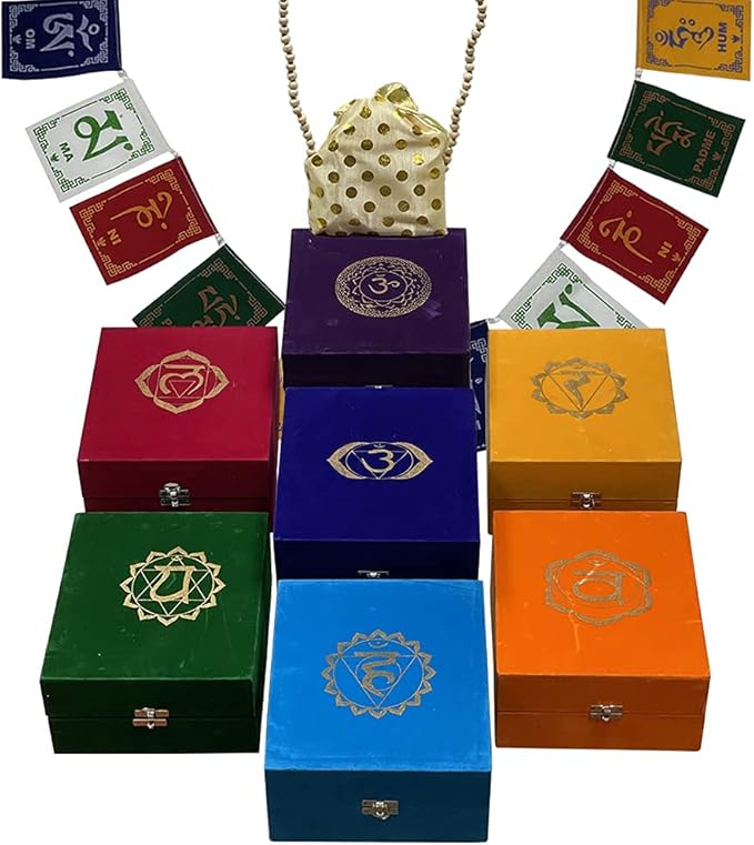 Chakra Singing Bowls Set Cuencos Tibetanos With Cushion Mallet Tulsi Beads Mala Tibetan Prayer Flag For Meditation Mindfulness - Style2 Size Large TRUMIRI