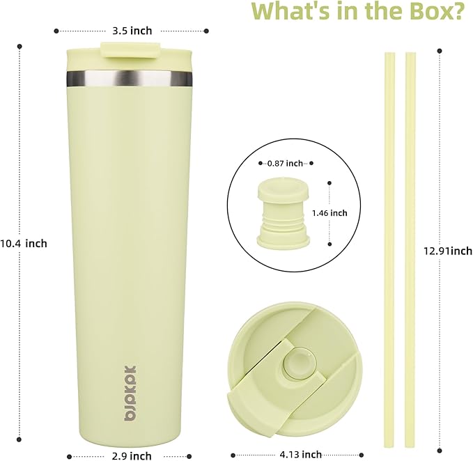 BJPKPK 34oz Insulated Tumbler With lid And Straw Stainless Steel Tumblers Travel Coffee Mug Reusable Thermal Cup,Macaron Green - Bloomnest