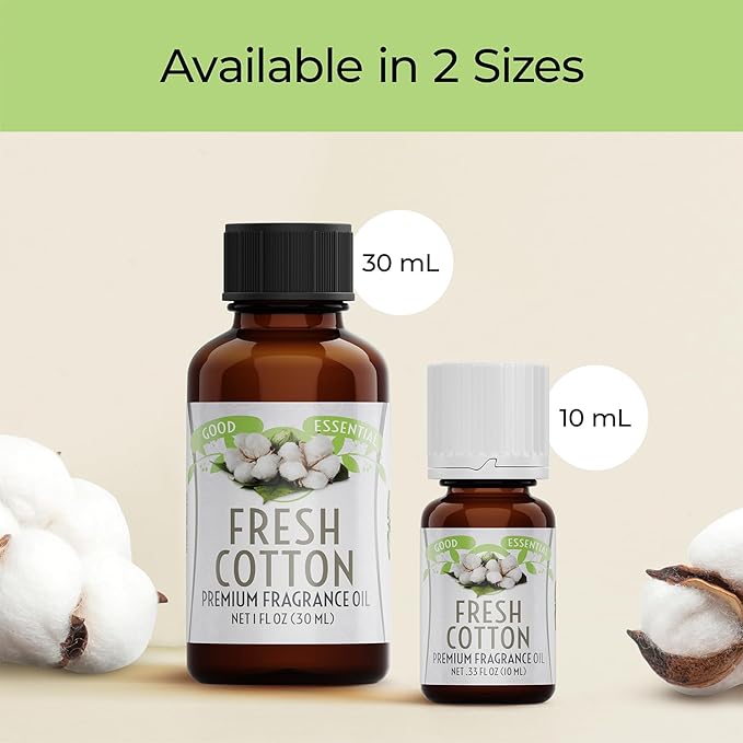 Good Essential - Fresh Cotton Fragrance Oil for Laundry, Dryer Balls, Soap Making, Candle Making, Lotions, Diffuser - 0.33 fl oz GoodEssential