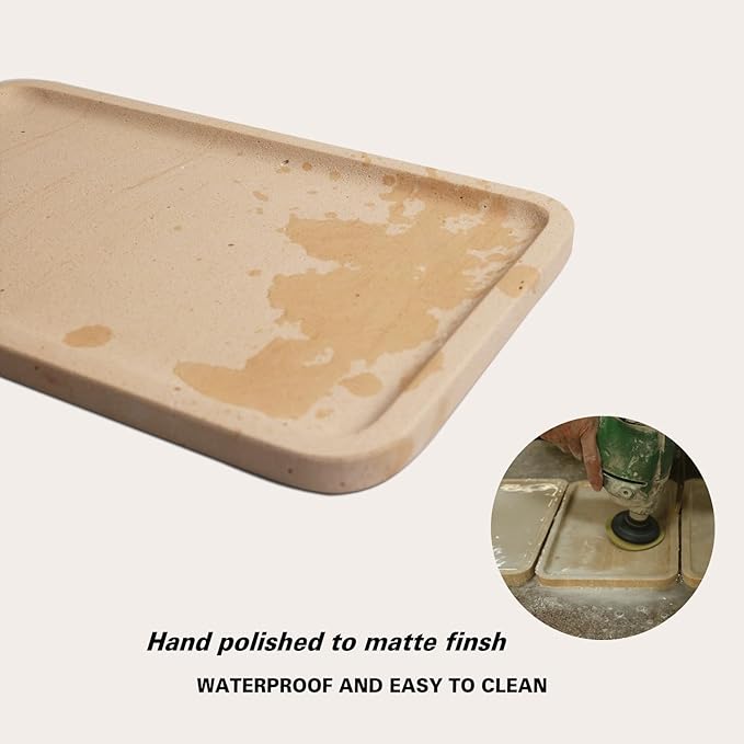 Limetsone Absorbent Vanity Tray for Bathroom Counter-12 X7 Decorative Tray for Perfume, Candles, Stone Jewelry Dish Tray - Bloomnest