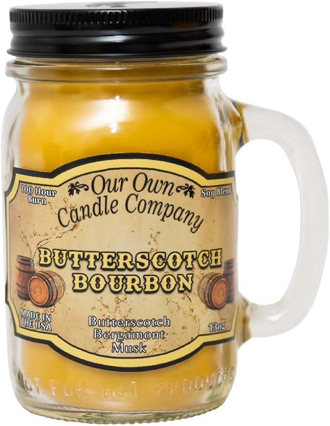Our Own Candle Company, Butterscotch Bourbon Scented Mason Jar Candle, 100 Hour Burn Time,13 Ounces - Bloomnest