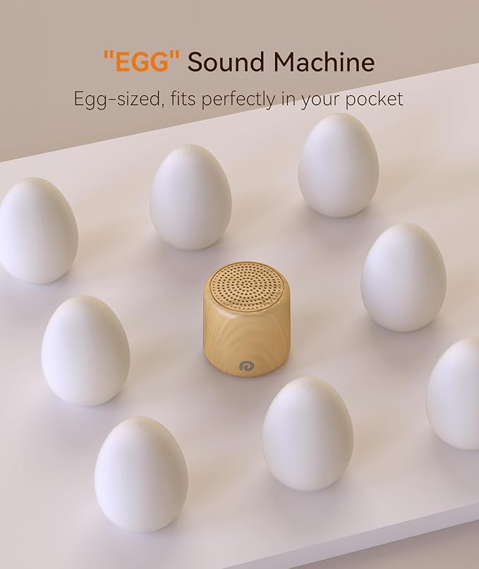 Dreamegg Sound Machine for Baby&Adults - Travel Sound Machine for Sleep, Features Powerful Battery, Egg-Sized, 16 Soothing Sounds, Timer, Sound Machine for Baby Adults Office Privacy Home Gift, Wood - Bloomnest