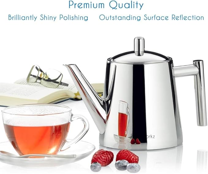 Easyworkz Stainless Steel Teapot With Removeable Infuser 50 oz (1500ml) Stovetop Tea Maker for Fruit Herbal and Infusion - Bloomnest
