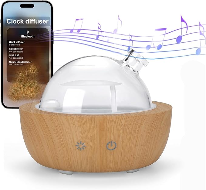 200ml Glass Essential Oil Diffusers for Home, Wood Grain Base Humidifier, Bluetooth Speaker,2025 Upgrade Aromatherapy Diffuser,Aroma Diffuse with Music Player kakoda