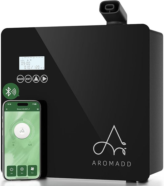 2025 Upgraded 3500 Sq.Ft Smart Scent Machine - HVAC System, Whole House Aroma & Hotel Collection Diffuser, Waterless Essential Oil Diffuser for Home, Office, 600ML Capacity, Cold Air Tech (Black) - Bloomnest