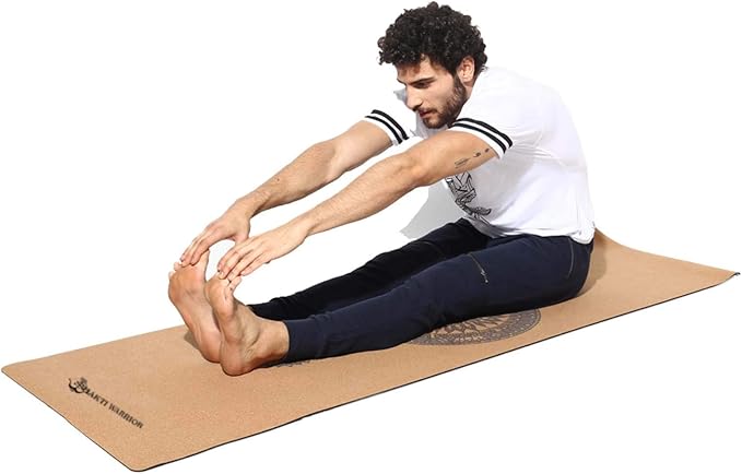 Shakti Warrior Cork Yoga Mat - Artist Designed, Premium Printed Eco-Friendly Non-Slip mat, Great for Regular & Hot Yoga, Pilates, Workouts 72 inch x 24 inch x 3mm Thick - Bloomnest