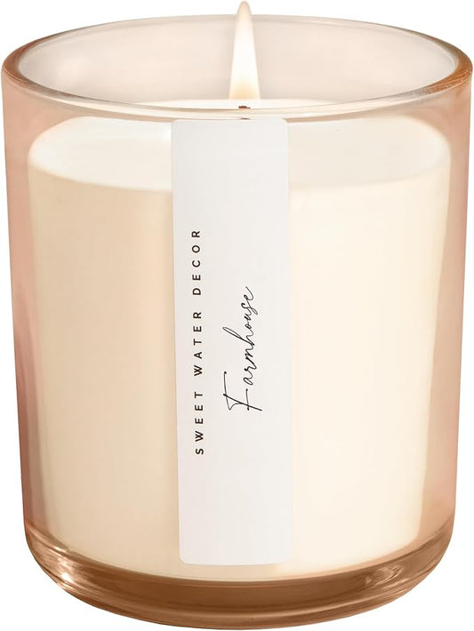 Sweet Water Decor Farmhouse Scented Soy Candles – Apple, Orange, Pumpkin, Cinnamon, Nutmeg, Ginger, Vanilla – Cozy Aroma – 50 Hour Burn – 12oz Tinted Glass Jar for Home Decor and Bedroom Decor - Bloomnest