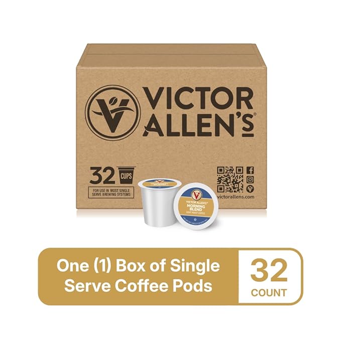 Victor Allen's Coffee Morning Blend, Light Roast, 32 Count, Single Serve Coffee Pods for Keurig K-Cup Brewers - Bloomnest