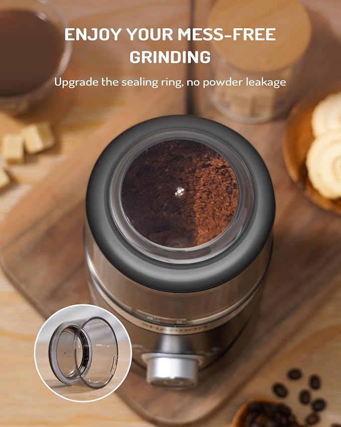 SHARDOR Adjustable Coffee Bean Grinder Electric, Herb/Spice, Espresso Grinder with 1 Removable Stainless Steel Bowl, Matte Black - Bloomnest