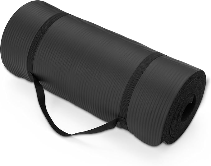Amazon Basics 1 Inch Extra Thick Workout Exercise Yoga Mat with Carrying Strap - Bloomnest