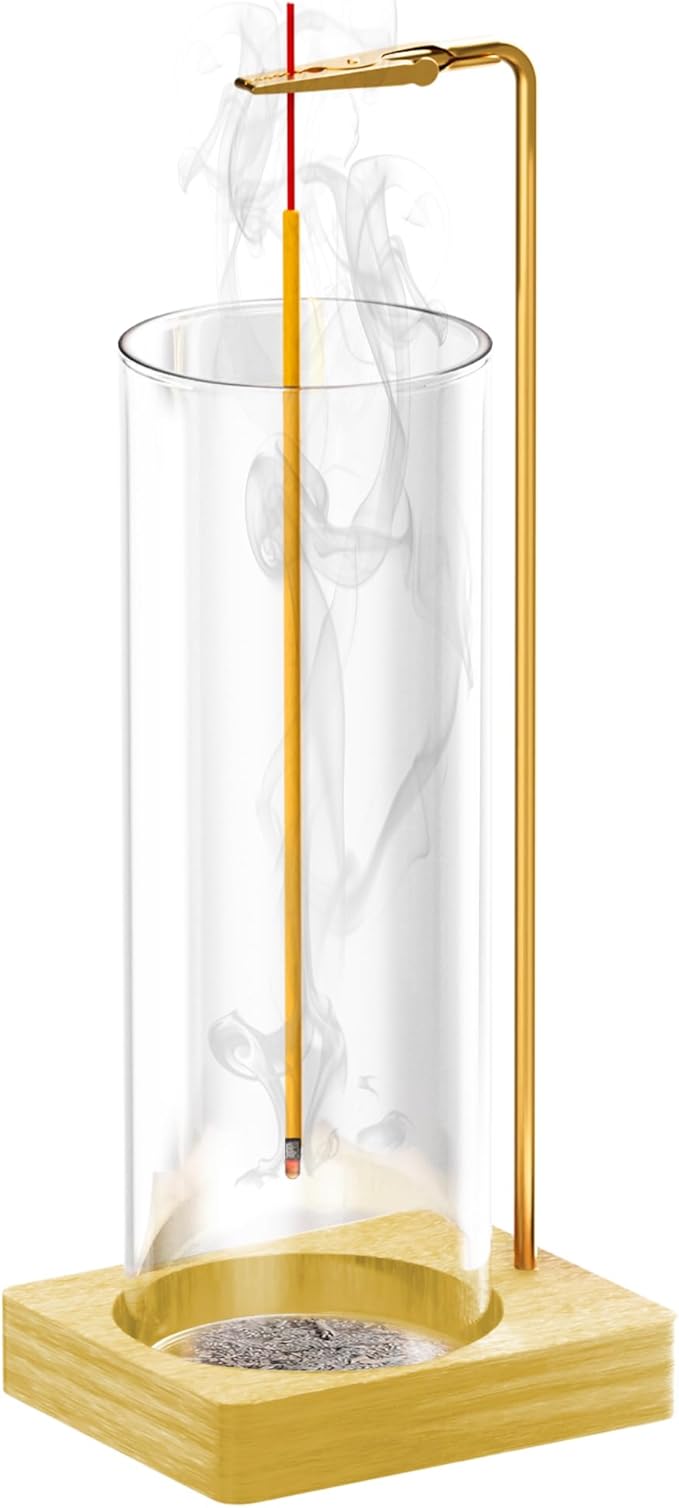 Incense Holder for Sticks, Insence-Stick Holder, Anti-Ash Flying No Mess Incense Burner, Incense Stick Holder with Glass Ash Catcher, for Yoga Spa Meditation Home Decor(1 Pack) - Bloomnest