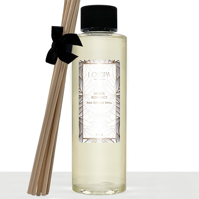 LOVSPA Amber Romance Diffuser Oil - Luxury Essential Oils for Diffuser Refill & Air Freshener Room Spray - Long-Lasting & Natural Home Fragrance, Scented Oil for Diffusers, USA Made, 4oz - Bloomnest