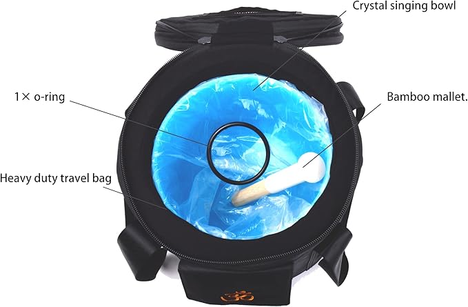 FMTY 10inch Crystal Singing Bowl Indigo A Note 3rd Eye charka with soft carrying case and Singing Mindfulness, Yoga, Spiritual and Body Healing and Energy Cleansing