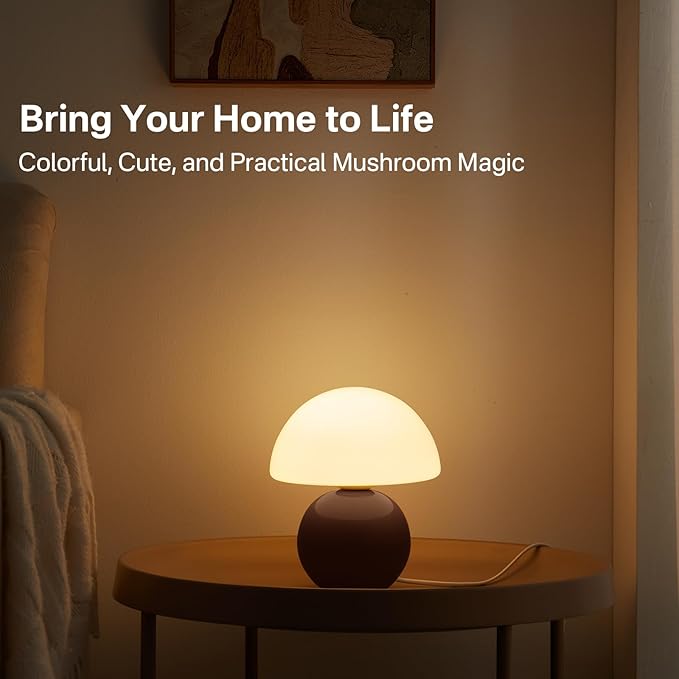 Mushroom Lamp Table Lamp for Bedroom,Desk Bedside Small Lamps for Living Room Night Stands,Mushroom Decor Cute Mini Modern Mid Century Lamps,Unique Aesthetic Home Living Room Decor(Coffee) - Bloomnest