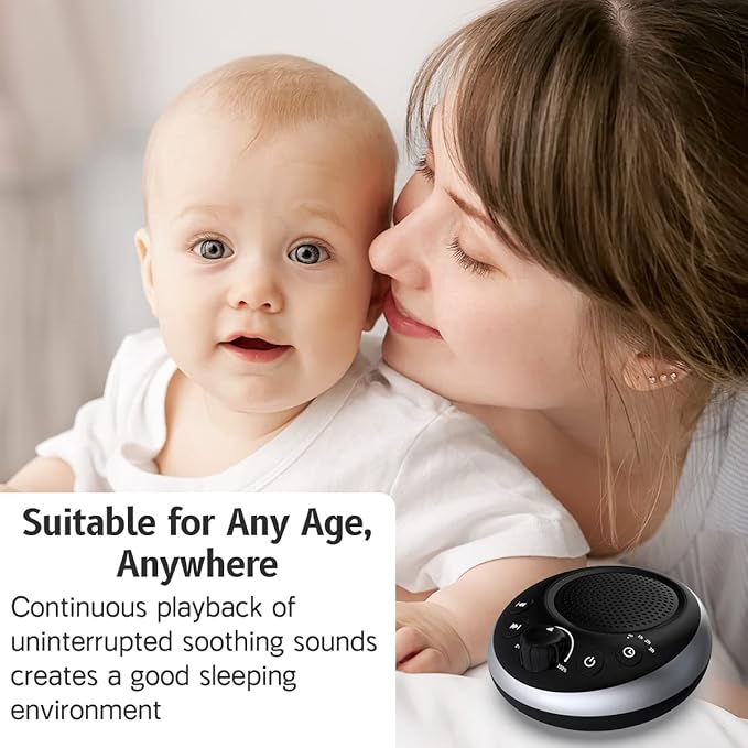 Rechargeable Portable Brown Noise Machine 2000mAH Large Battery Sound White Noise Machine 30 Soothing Sounds for Baby Kids Adults Sleep Machine Auto-Off Timer for Travel Camping and Home - Bloomnest