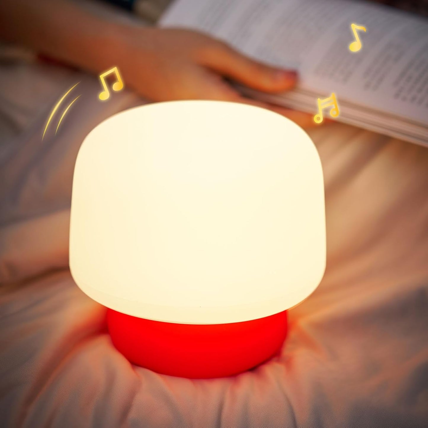 Mushroom Night Light for Kids-Gift & Toy for Kids, Touch Lamp with Sounds&Sleep Music, Squishy Silicone, Eye-Safe LED, 30-Min Timer, Dimmable Rechargeable Bedside Table Lamp – Gift for Boys & Girls