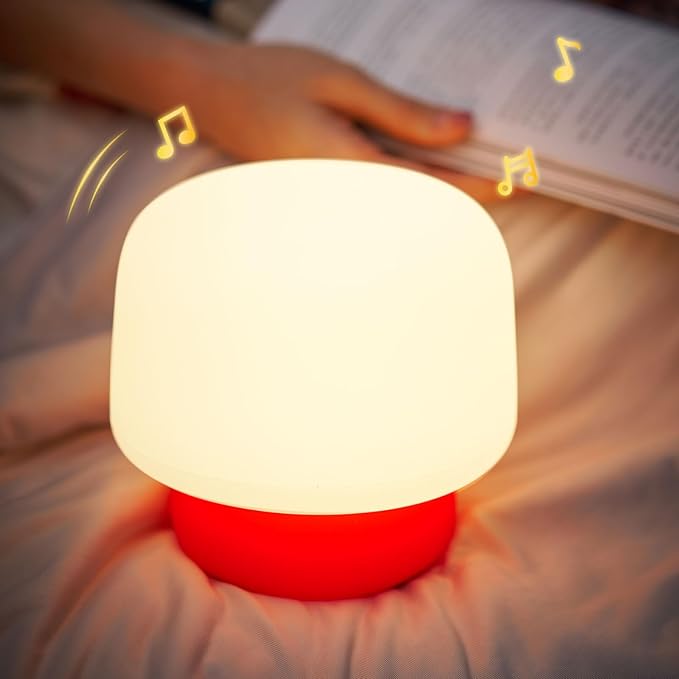 Mushroom Night Light for Kids-Gift & Toy for Kids, Touch Lamp with Sounds&Sleep Music, Squishy Silicone, Eye-Safe LED, 30-Min Timer, Dimmable Rechargeable Bedside Table Lamp – Gift for Boys & Girls - Bloomnest