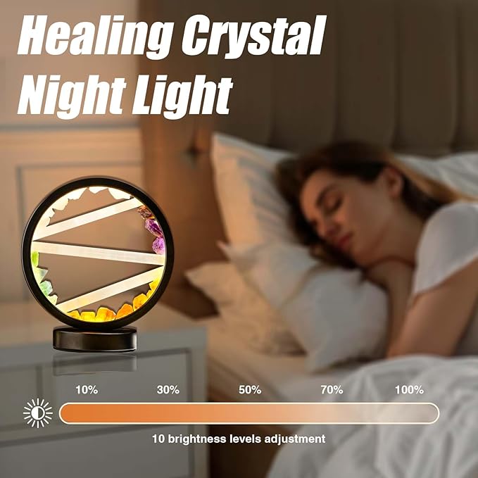 Runyangshi Crystal Table Lamp Night Light Natural Selenite & Colour Crystal Raw Stone Bedside Lamp with 3 Adjustable Light Colours Suitable for Home Decoration, Bedroom Office Desk Lighting - Bloomnest