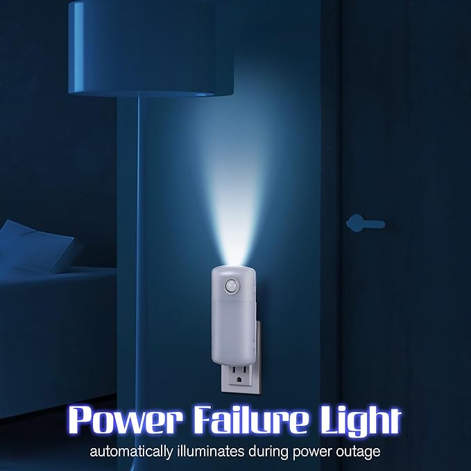 Enhon Emergency Power Failure Night Lights, 5-in-1 Multi Color LED Light, Rechargeable Flashlight with Foldable Plug, Automatic On Off Motion Sensor for Bedrooms, Hallways, Black Outs (3 Pack) - Bloomnest