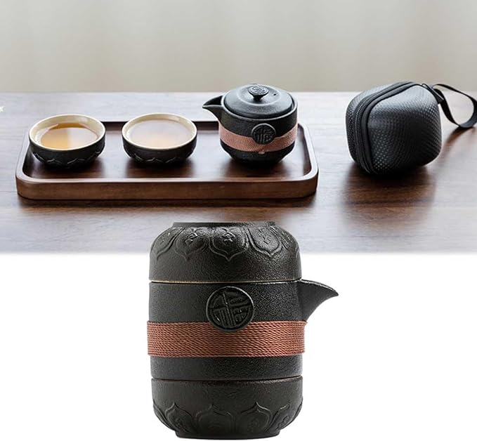Travel Tea Set Porcelain Chinese Gongfu Teapot Set, MIATTCLD Portable Ceramic Tea Sets Traditional Asian Tea Set with 1 Pot 2 Cups All in One Gift Bag for Travel, Home, Picnic, Outdoor and Office - Bloomnest