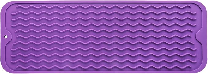 Silicone Dish Drying Mat for Multiple Usage,Easy clean,Eco-friendly,Heat-resistant Silicone Mat for Kitchen Counter,Sink,Bar,Bottle,or Cup Purple M 17 inches x 6 inches - Bloomnest