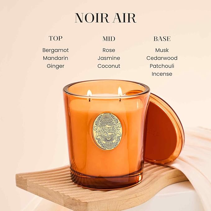 M&SENSE Large Two-Wick Soy Candle | Noir Air& Neon Orange | 19.8 oz, 120H Burn Time | Luxury Scented Candle for Relaxation, Gifting, Home Décor | Ideal for Bedroom, Office, Party Ambiance - Bloomnest