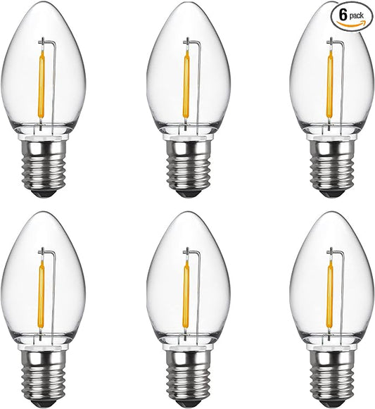 Meconard C7 LED Night Light Bulbs, Shatterproof LED Replacement Bulbs for Window Candles & Chandeliers, E12 Candelabra Base, 0.6 Watt Equivalent to 7Watt Incandescent Bulb, Warm White,6 Pack - Bloomnest