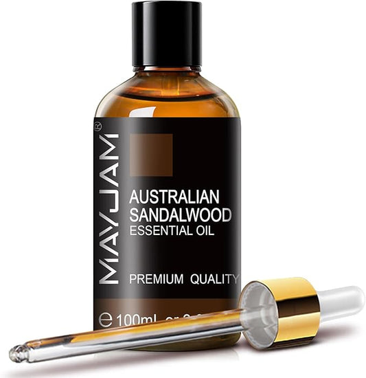 MAYJAM Australian Sandalwood Essential Oils 3.38 FL.OZ Pure Australian Sandalwood Oil for Massage Skin Care Hair Care Diffuser Candle and Soap Making - 100ml - Bloomnest