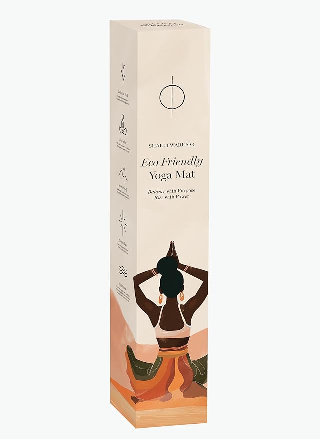 Shakti Warrior Cork Yoga Mat - Artist Designed, Premium Printed Eco-Friendly Non-Slip mat, Great for Regular & Hot Yoga, Pilates, Workouts 72 inch x 24 inch x 3mm Thick - Bloomnest
