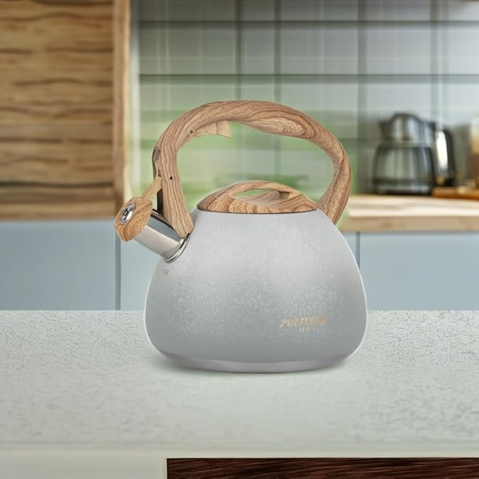 POLIVIAR Tea Kettle, 2.7 Quart Stovetop Tea Kettle, Audible Whistling Teapot with Crackle Finish, Food Grade Stainless Steel for Anti-Rust, Anti Hot Handle, Suitable for All Heat Sources (JX2023-LYW) - Bloomnest